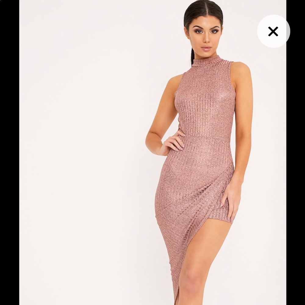 Pretty Little Thing rose gold dress